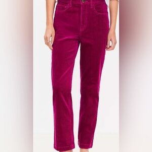 LOFT Women's Fuchsia Straight Corduroy Pants Classic Fit Fallcore